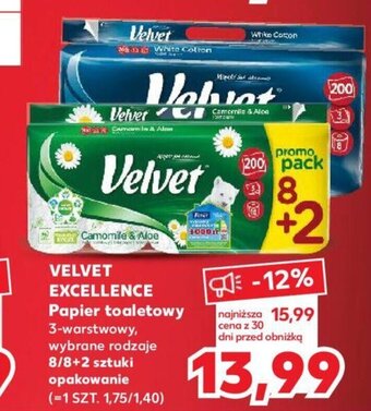 Kaufland VELVET EXCELLENCE Papier toaletowy 3-warstwowy, 8/8+2 sztuki oferta