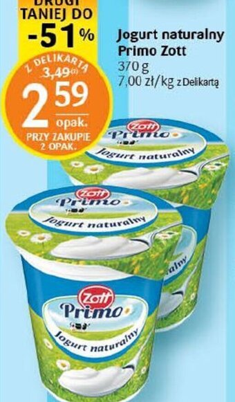 Delikatesy Centrum Jogurt naturalny Primo Zott 370 g oferta