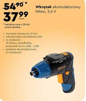 Biedronka Wkrętak akumulatorowy niteo oferta