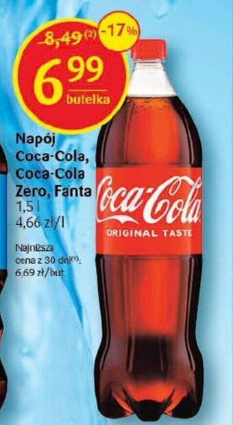 Delikatesy Centrum Napój Coca-Cola, Coca-Cola Zero, Fanta 1,5 l oferta
