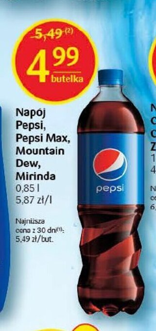 Delikatesy Centrum Napoj Pepsi, Pepsi Max, Mountain Dew, Mirinda 0,85 l oferta