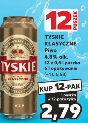 Kaufland TYSKIE KLASYCZNE Piwo 4,8% alk. 0,5l oferta