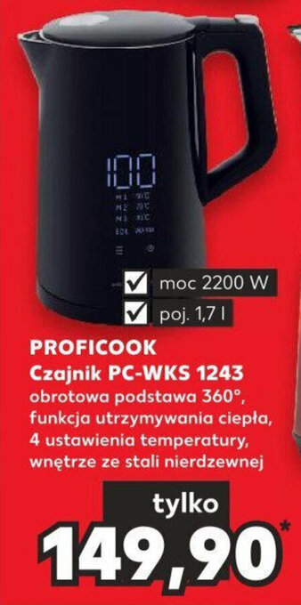 Kaufland PROFICOOK Czajnik PC-WKS 1243 moc 2200 W poj. 1,7l oferta