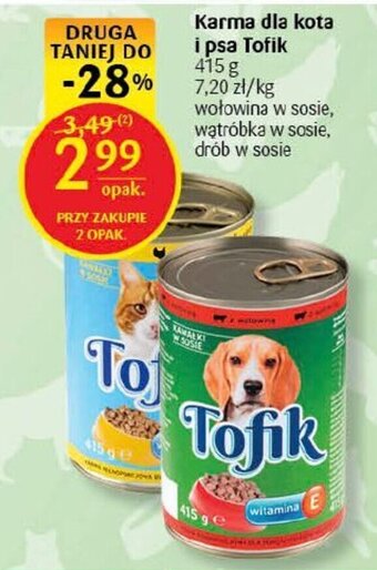 Delikatesy Centrum Karma dla kota i psa Tofik 415 g oferta