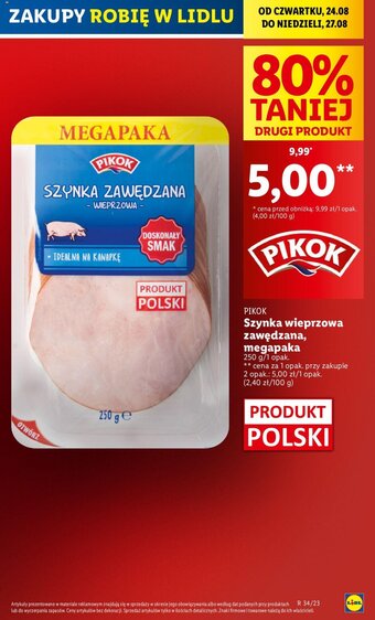 Lidl Szynka wieprzowa zawędzana, megapaka 250 g oferta