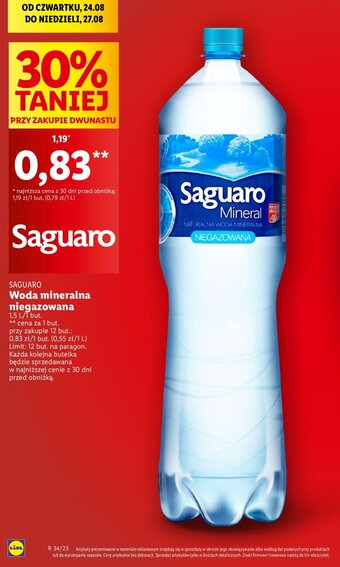 Lidl Woda mineralna niegazowana 1,5 l oferta