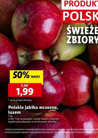 Lidl Polskie jabłka wczesne, luzem 1 kg oferta