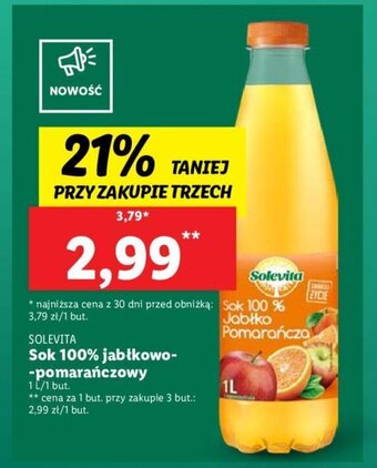 Lidl Sok 100% jabłkowo-pomarańczowy 1 l oferta