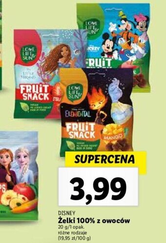 Lidl Żelki 100% z owoców 20 g oferta