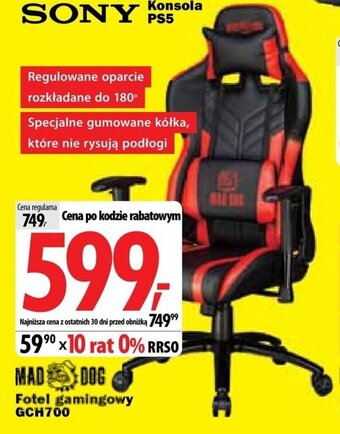 Media Expert MAD DOG Fotel gamingowy GCH700 oferta