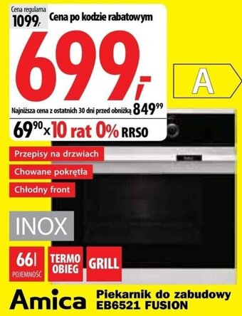 Amica Piekarnik do zabudowy EB6521 FUSION