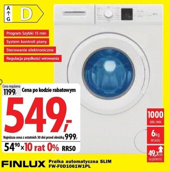 Media Expert Finlux Pralka automatyczna SLIM oferta