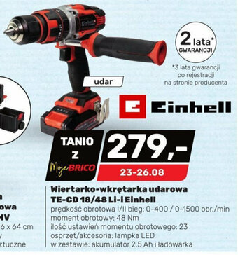 Bricomarche Wiertarko-wkrętarka udarowa TE-CD 18/48 Li-i Einhell oferta