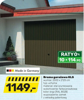 Brama garażowa GLS wym. 2500x2125cm