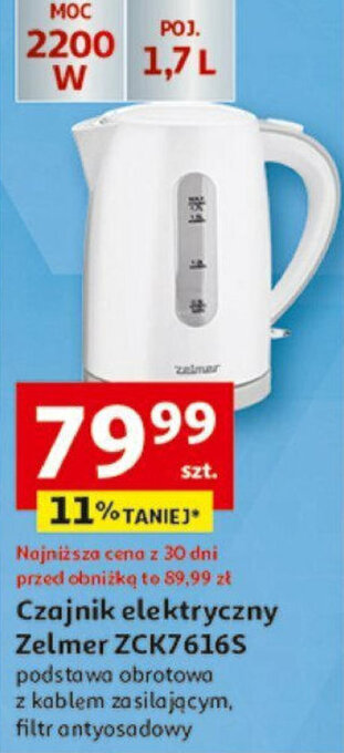 Auchan Czajnik elektryczny Zelmer ZCK7616S oferta