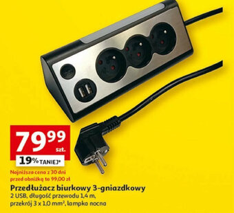 Auchan Przedłużacz biurkowy 3-gniazdkowy oferta