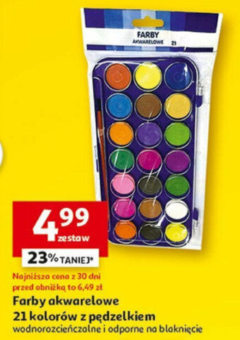 Auchan Farby akwarelowe 21 kolorów z pędzelkiem oferta
