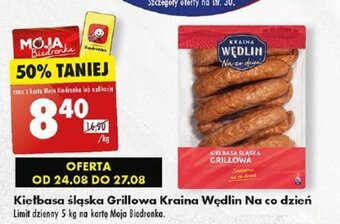Biedronka Kiełbasa śląska Grillowa Kraina Wędlin Na co dzień 1 kg oferta