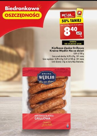 Biedronka Kiełbasa śląska Grillowa Kraina Wędlin Na co dzień 1 kg oferta
