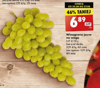 Biedronka Winogrono jasne na wagę 1 kg oferta