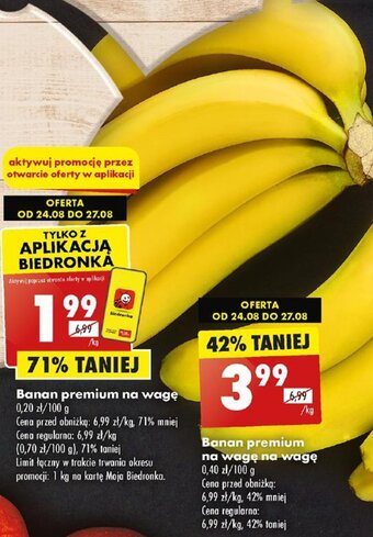 Biedronka Banan premium na wagę  1 kg oferta