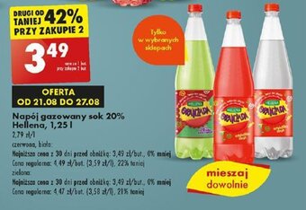 Biedronka Napój gazowany sok 20% Hellena, 1,25 l oferta