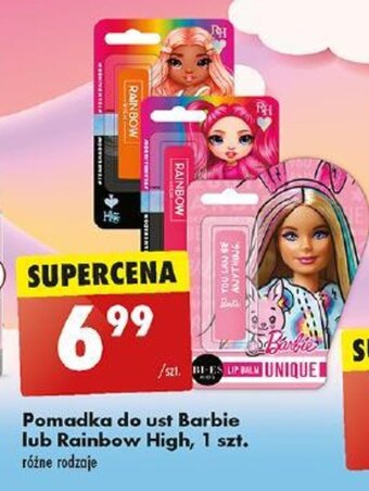 Biedronka Pomadka do ust Barbie lub Rainbow High, 1 szt. oferta