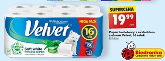 Biedronka Papier toaletowy z ekstraktem z aloesu Velvet, 16 rolek oferta