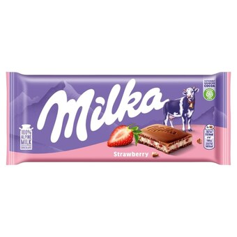 ABC Milka czekolada mleczna z nadzieniem o smaku truskawkowym 100 g oferta