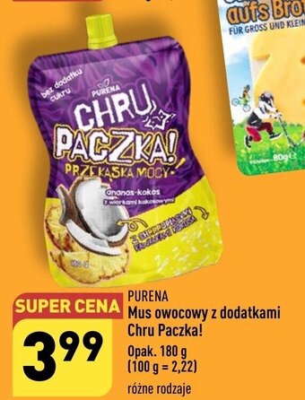 ALDI PURENA Mus owocowy z dodatkami Chru Paczka! 180 g oferta