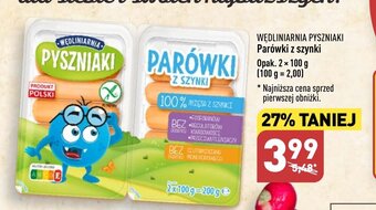 ALDI WĘDLINIARNIA PYSZNIAKI Parówki z szynki 2x100g oferta