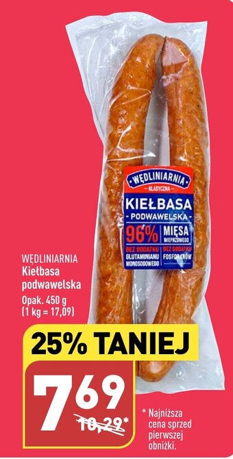 ALDI WĘDLINIARNIA Kiełbasa podwawelska 450g oferta
