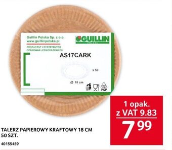Selgros TALERZ PAPIEROWY KRAFTOWY 18 CM 50 SZT. oferta