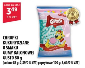 Eurocash CHRUPKI KUKURYDZIANE O SMAKU GUMY BALONOWEJ GUSTO 80 g oferta