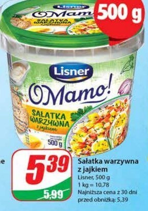 Dino Lisner o mamo! sałatka warzywna z jajkiem 500 g oferta