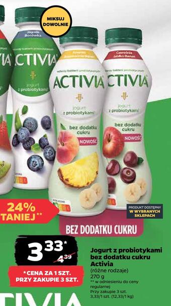 Netto Jogurt z probiotykami bez dodatku cukru activia oferta