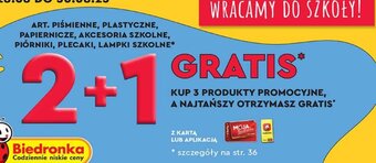 Biedronka ART. PIŚMIENNE, PLASTYCZNE, PAPIERNICZE, AKCESORIA SZKOLNE, PIÓRNIKI, PLECAKI, LAMPKI SZKOLNE oferta