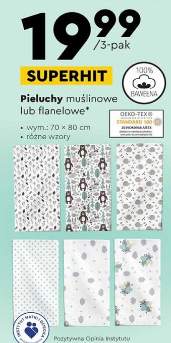 Pieluchy muślinowe lub flanelowe 3-pak