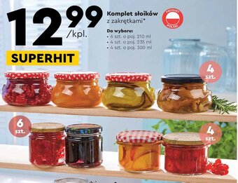 Biedronka Komplet słoików z zakrętkami 6szt. poj. 210ml oferta