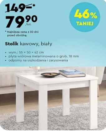 Biedronka Stolik kawowy, biały 55x50x42cm oferta