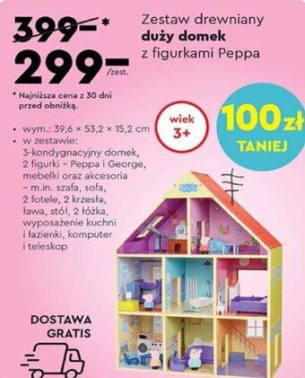 Biedronka Zestaw drewniany duży domek z figurkami Peppa oferta