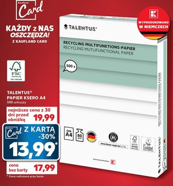Kaufland TALENTUS PAPIER KSERO A4 500 arkuszy oferta