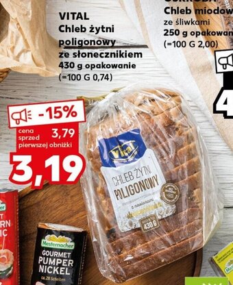 Kaufland VITAL Chleb żytni poligonowy ze słonecznikiem 430 g oferta