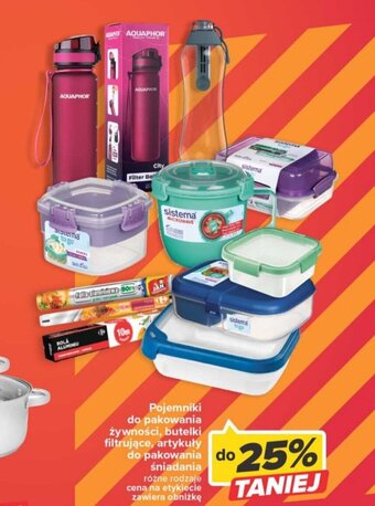 Carrefour Pojemniki do pakowania żywności, butelki filtrujące, artykuły do pakowania do śniadania oferta