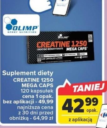 Carrefour Suplement diety CREATINE 1250 MEGA CAPS 120 kapsułek oferta