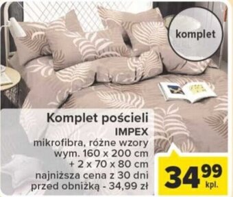Carrefour Komplet pościeli IMPEX mikrofibra, wym. 160 x 200 cm oferta