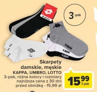 Carrefour Skarpety damskie, męskie KAPPA, UMBRO, LOTTO 3-pak oferta