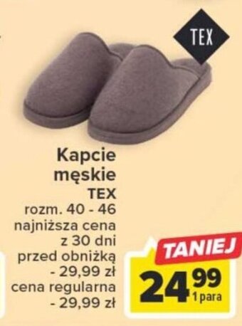 Carrefour Kapcie męskie TEX oferta