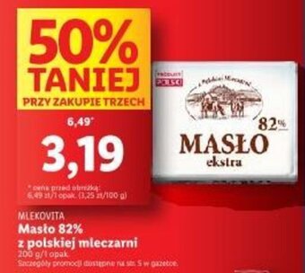 Lidl MLEKOVITA Masto 82% z polskiej mleczarni 200g oferta