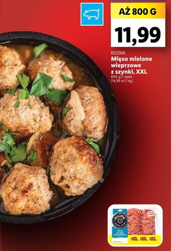 Lidl RZEŹNIK Mięso mielone wieprzowe z szynki, XXL 800g oferta